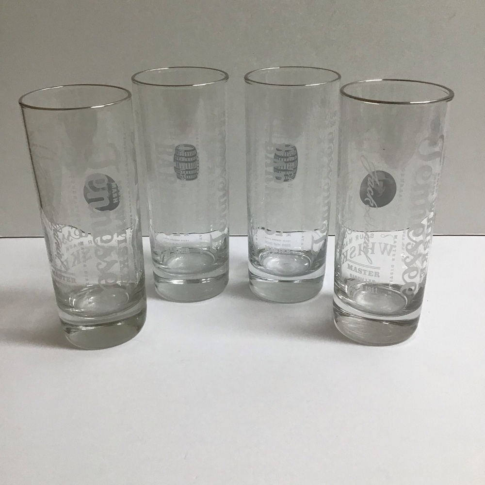 Jack Daniels Whiskey 4 Highball Tumbler Glasses Tall Boy 10 oz Old No. 7 Bar USA - Picture 6 of 16